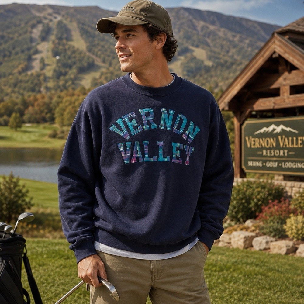 Vintage Vernon Valley Sweatshirt 90s Adult Size XL Made in USA Madras Plaid FOTL